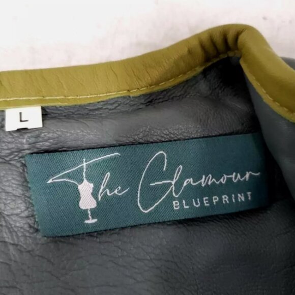 The Glamour Blueprint Trieze Biker Jacket Lambskin Leather Gray Green Women's L - Picture 9 of 12